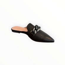 Pretty Ballerinas Overside Chain Leather Mules - Black