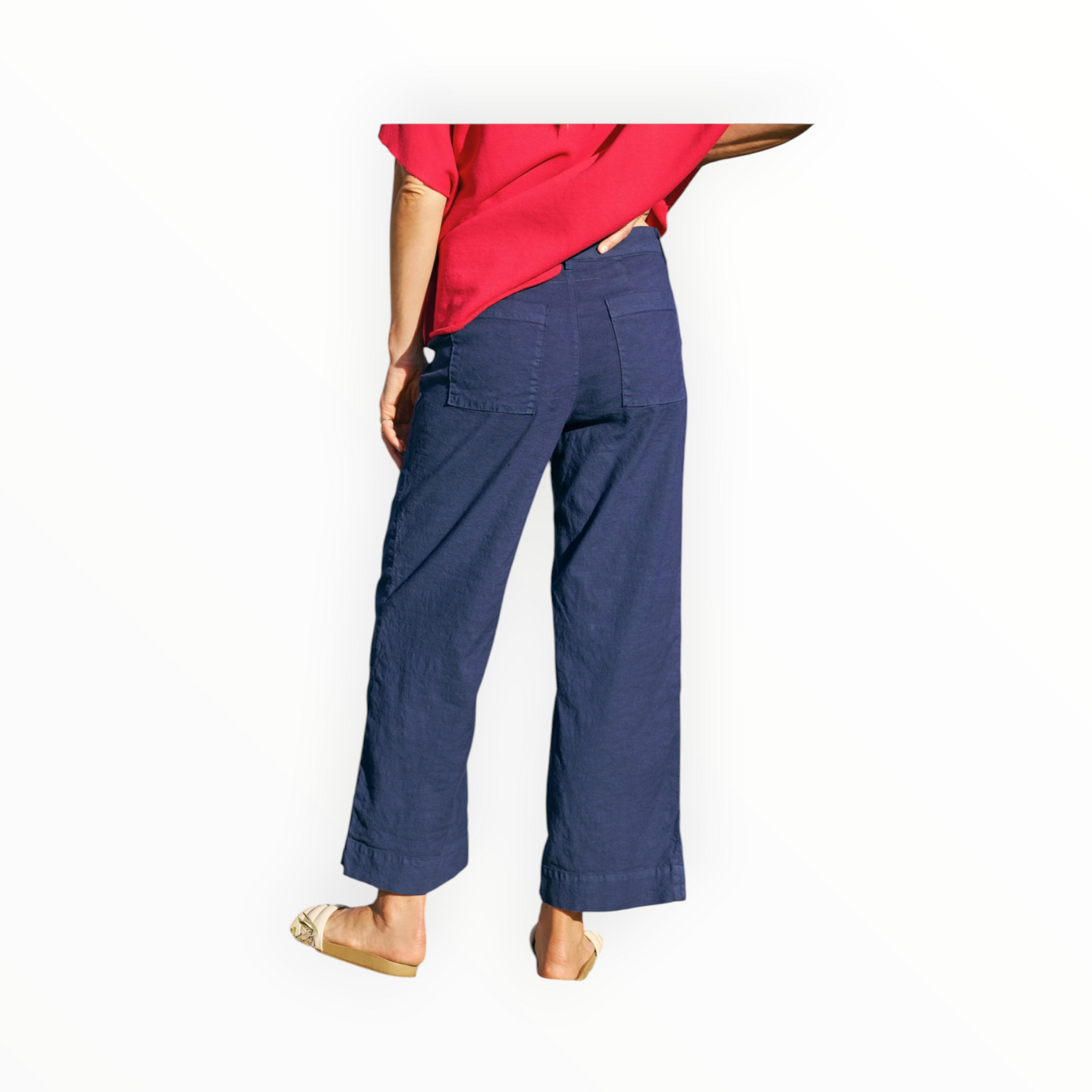 Frank & Eileen Wexford Wide-Leg Linen Pant - Summer Navy