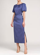 Kay Unger Chiara Tea Length Dress - Indigo