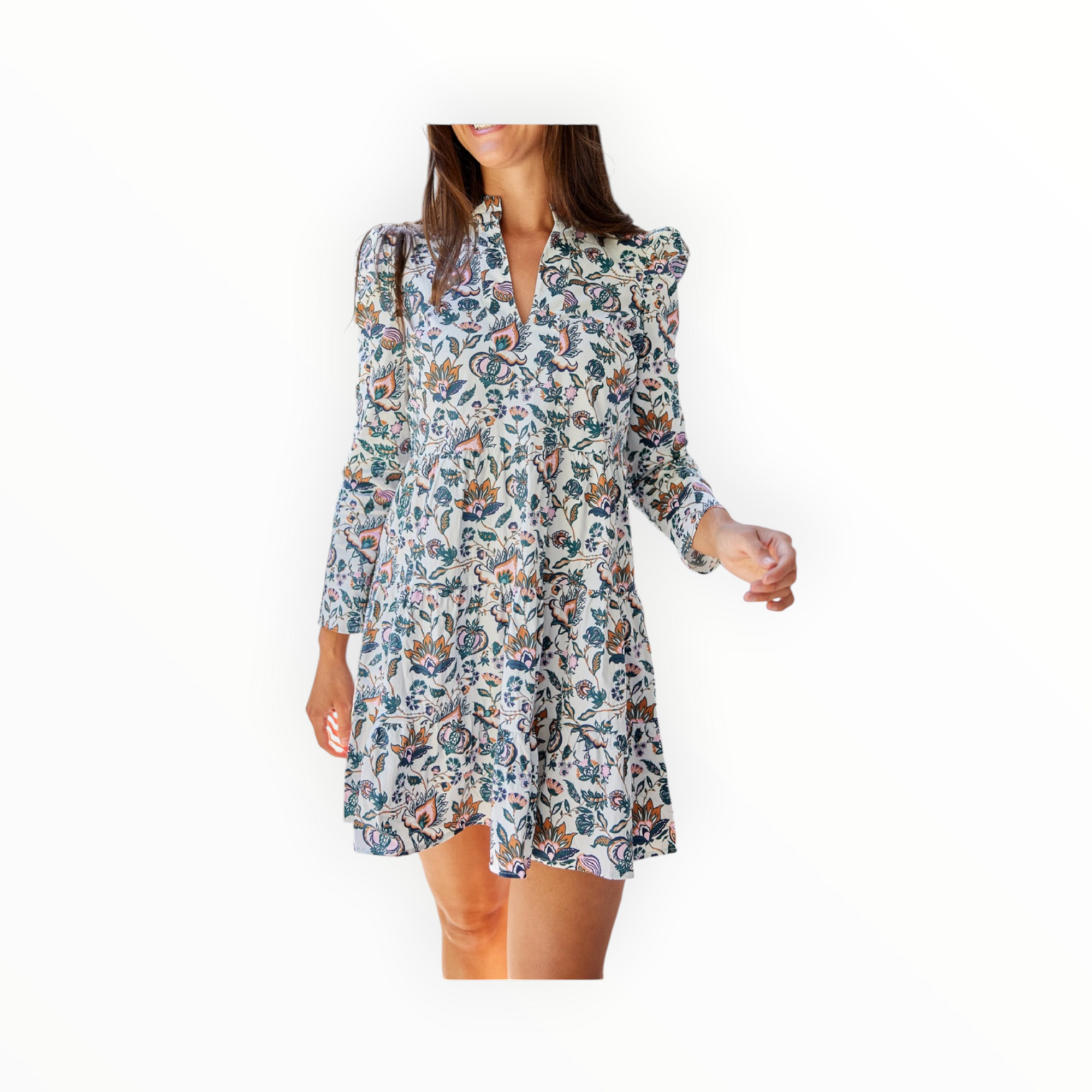 Sail To Sable French Floral Tunic Flare Dress