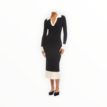 Fifteen Twenty Belle Ribbed Polo Dress - Black/Cream