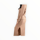 Stateside Rachel Chunky Rib Side Slit Skirt - Toffee