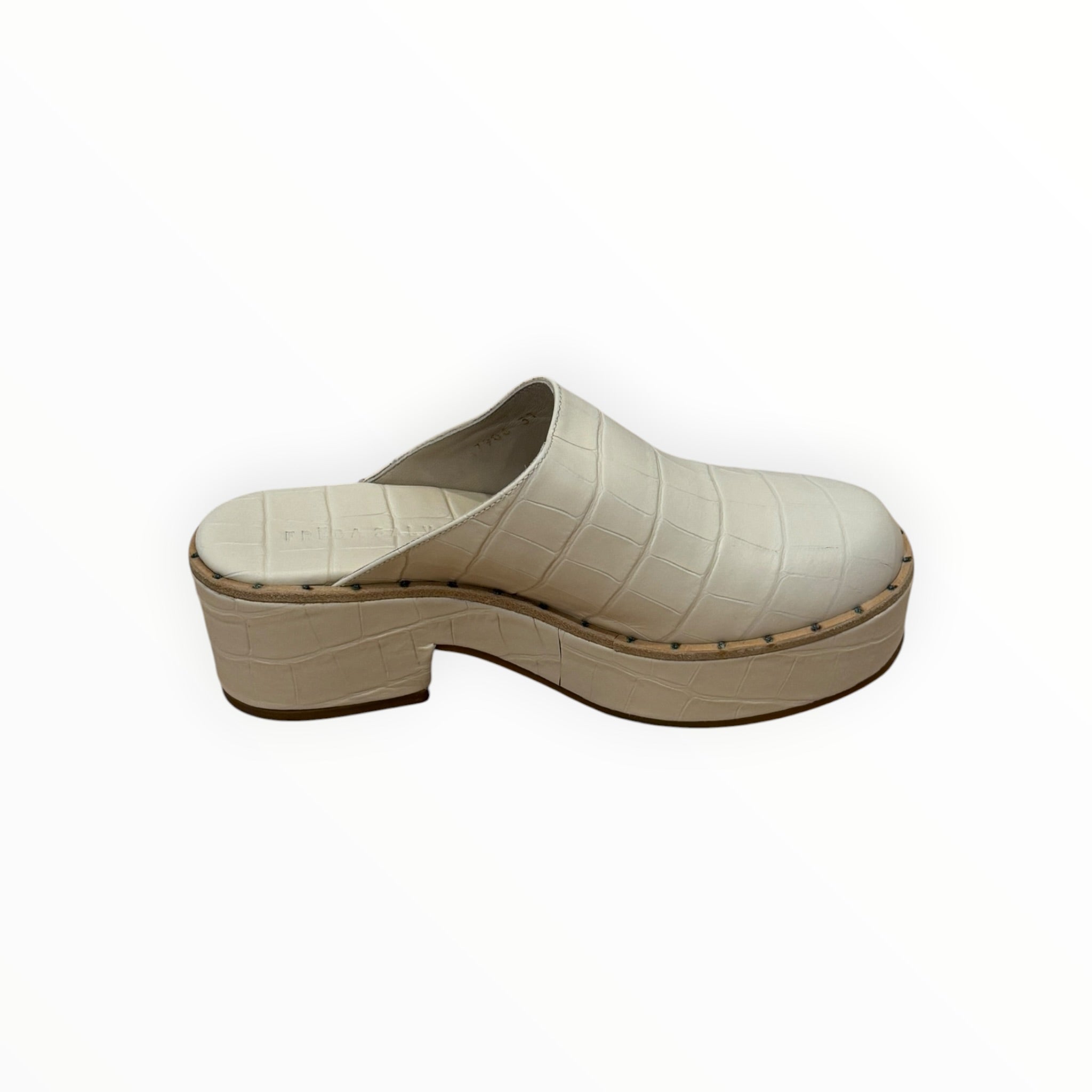 Frēda Salvador Suvi Clog - Beige Embossed Croc