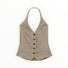 Phoebe Jon Sabrina Halter Vest in Linen - Taupe