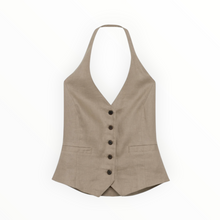 Phoebe Jon Sabrina Halter Vest in Linen - Taupe