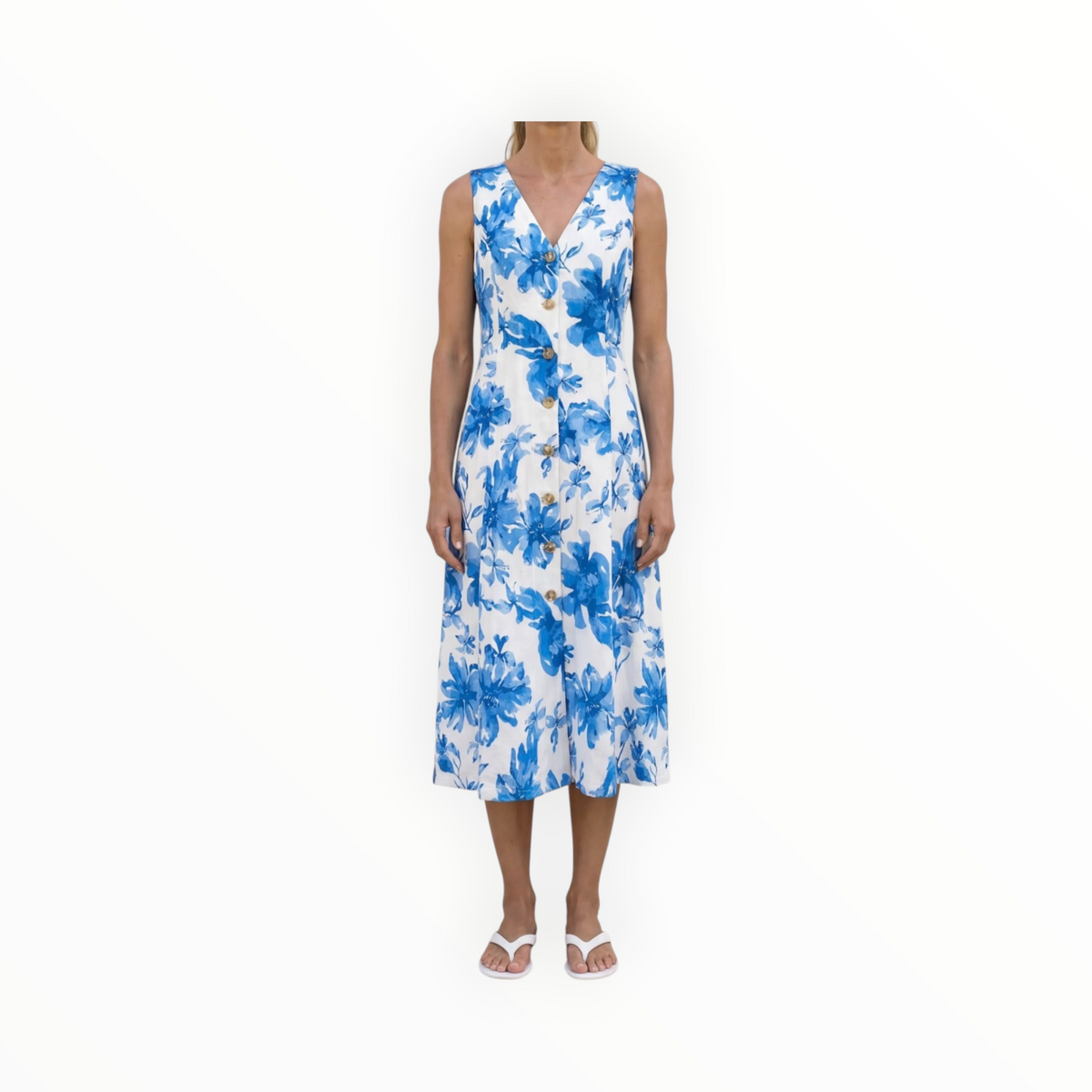 Amanda Maria Tailored Linen Blend Dress - Bloom