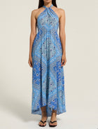 RIXO Caitlin Dress - Boho Scarf Blue