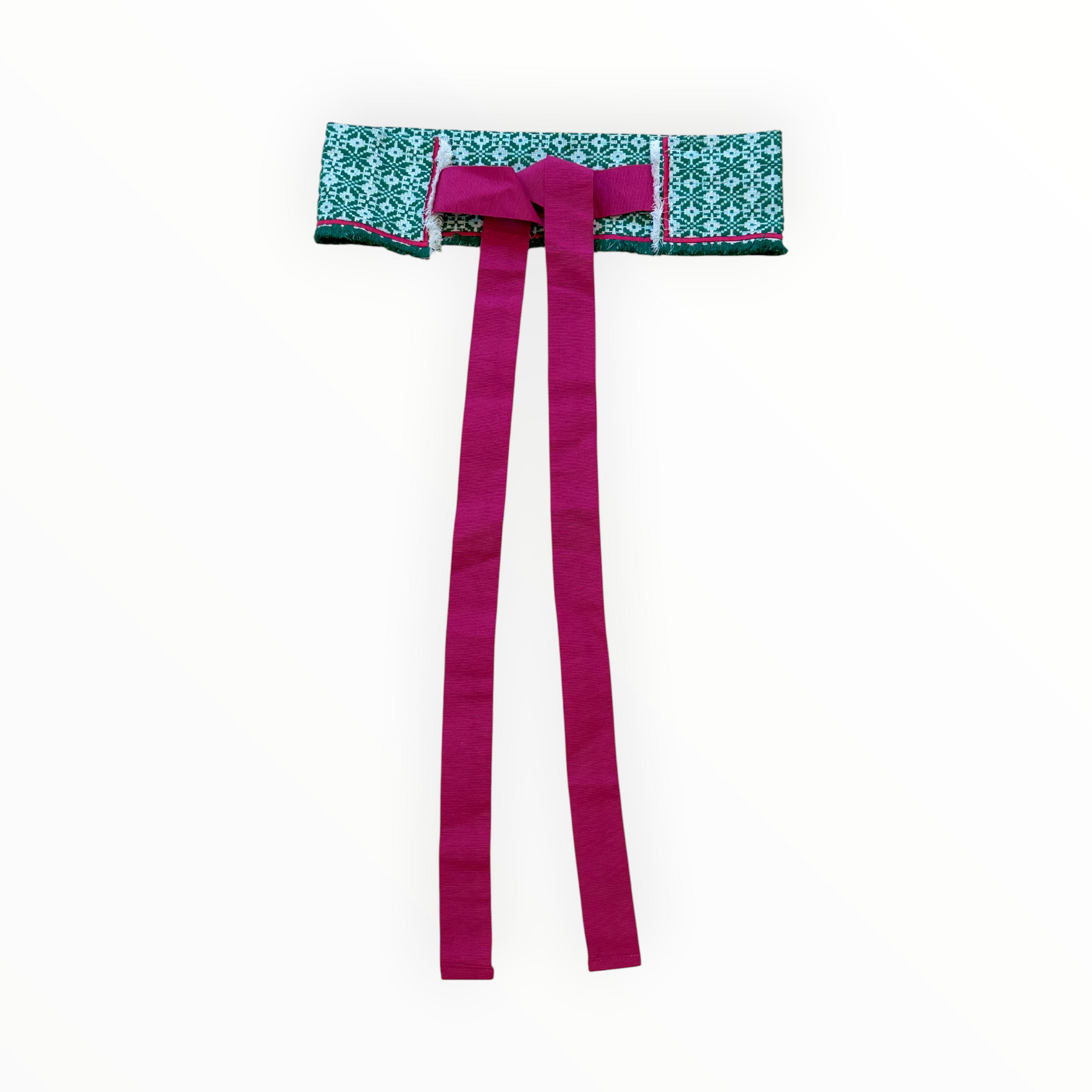 Ninaleuca Woven Tie Belt - Green/White/Pink