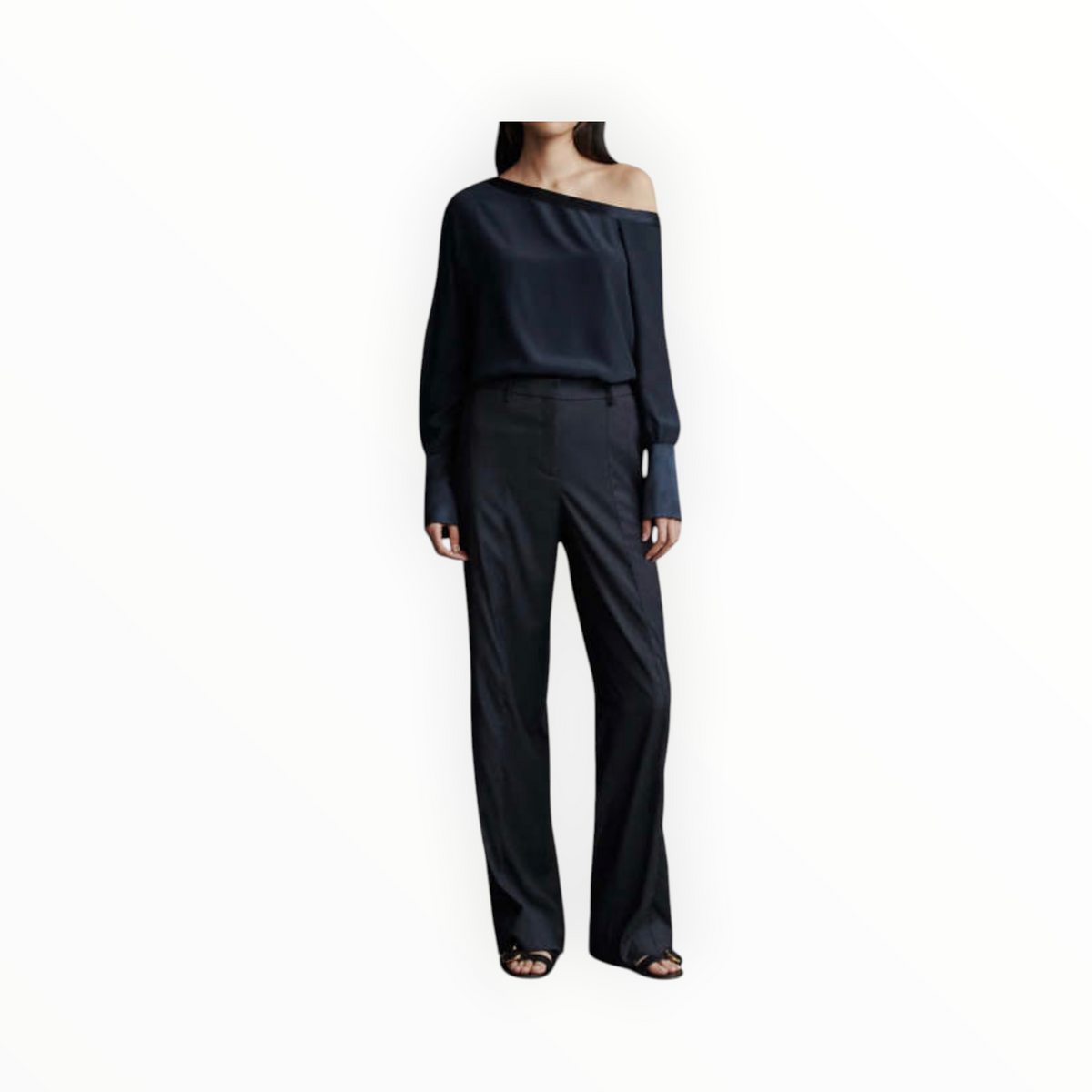TWP Elizabeth St. Chintzed Pinstripe Suiting Pant - Indigo/Charcoal