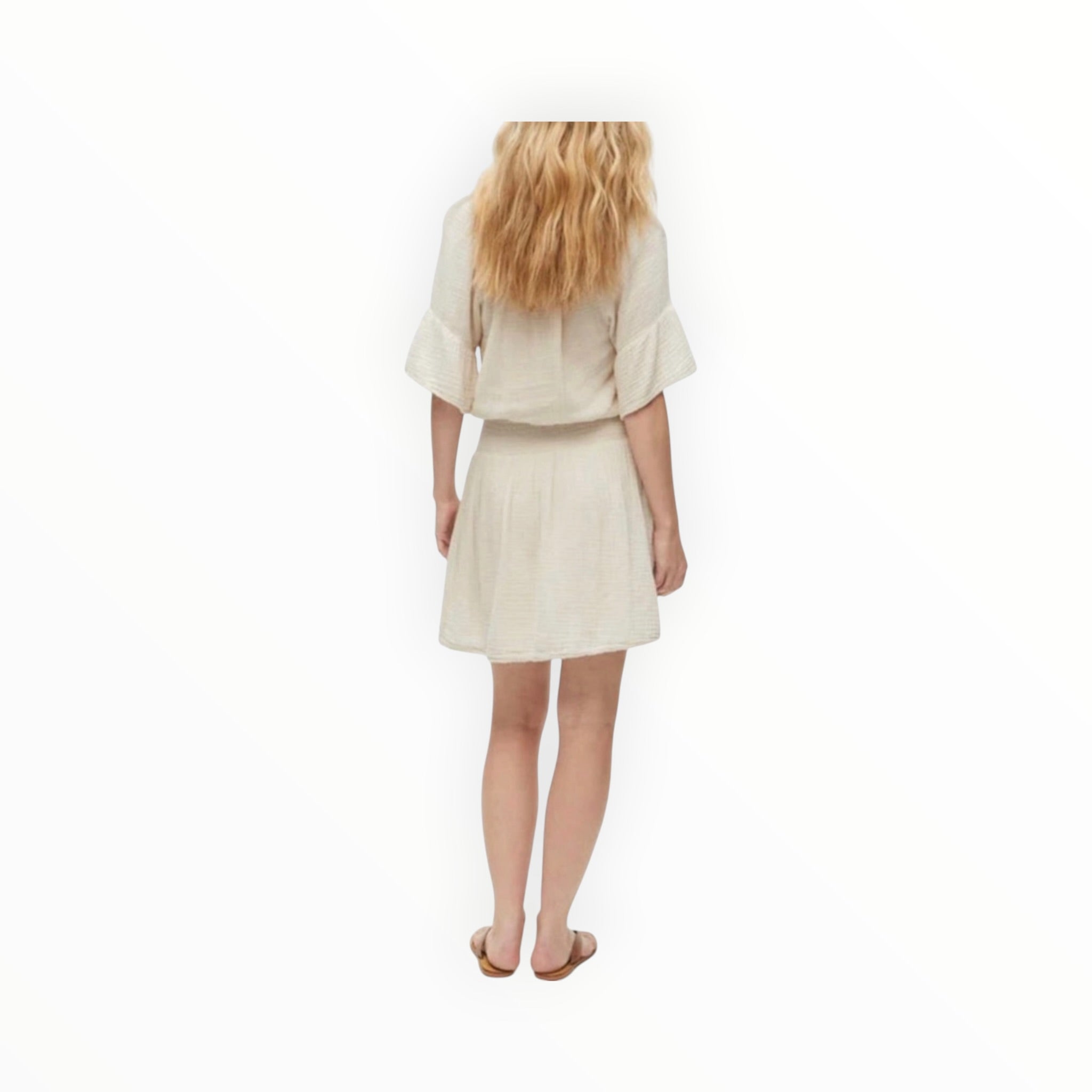 Michael Stars Katelyn Gauze Ruffle Sleeve Dress - Ecru