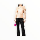 Jonathan Simkhai Alice Moire Fil Coupe One Shoulder Top - Apricot Metallic