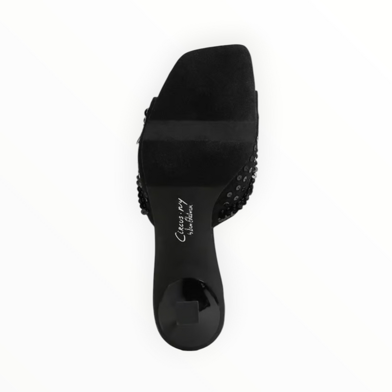 Circus NY Juliana Kitten Heel Mule - Black Fabric