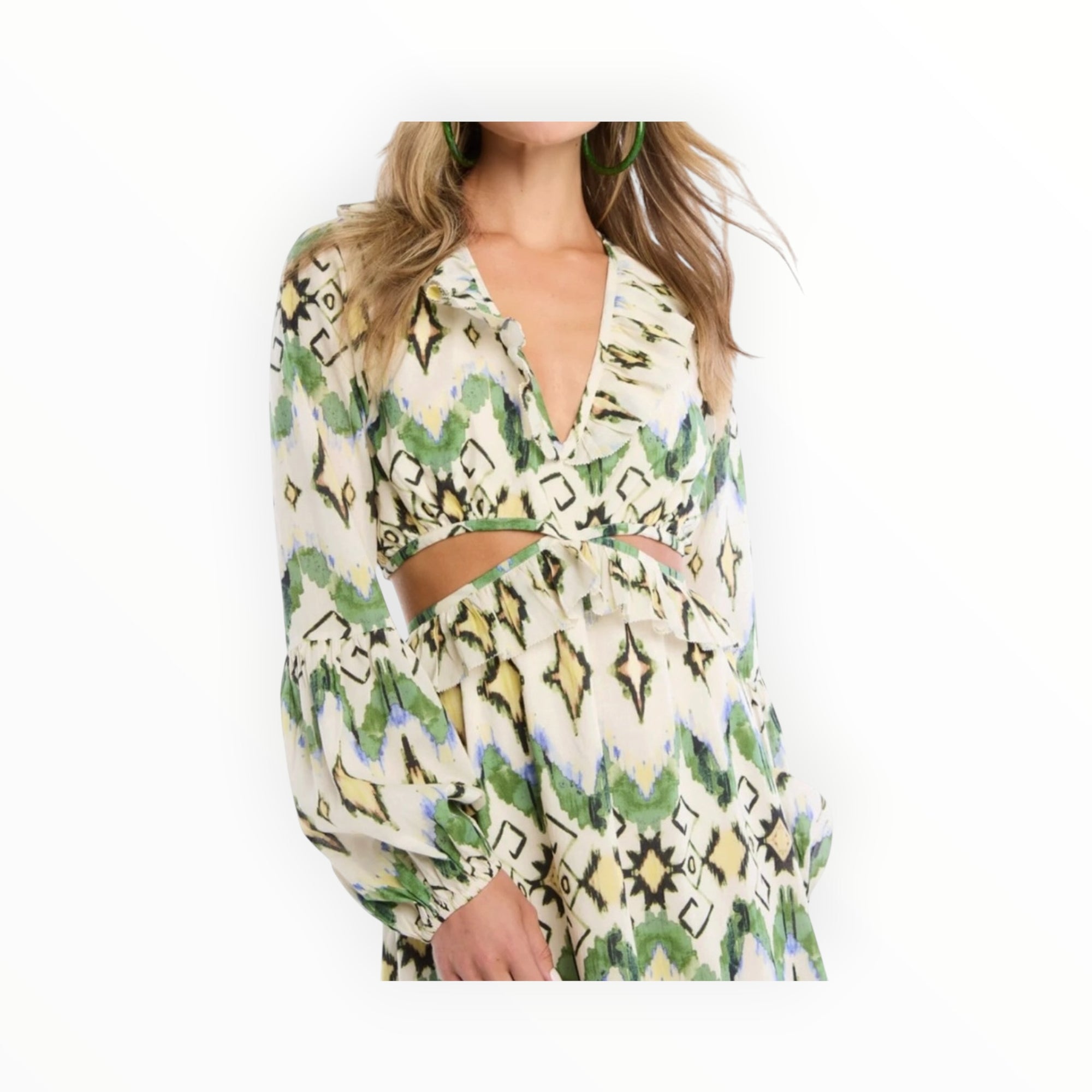 Allison New York Green Ikat Print Everly Maxi Dress