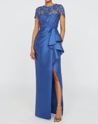 THEIA Selena Column Draped Dress - Blue Mirage