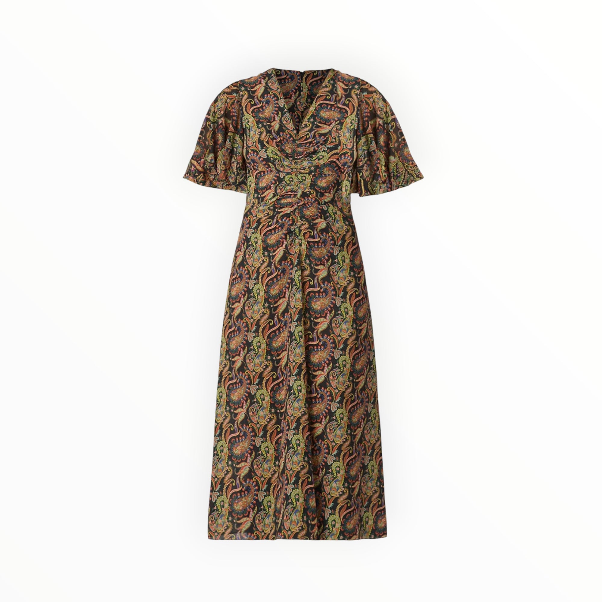 Shoshanna Drew Paisley Print Dress - Jet Teal Rust Multi