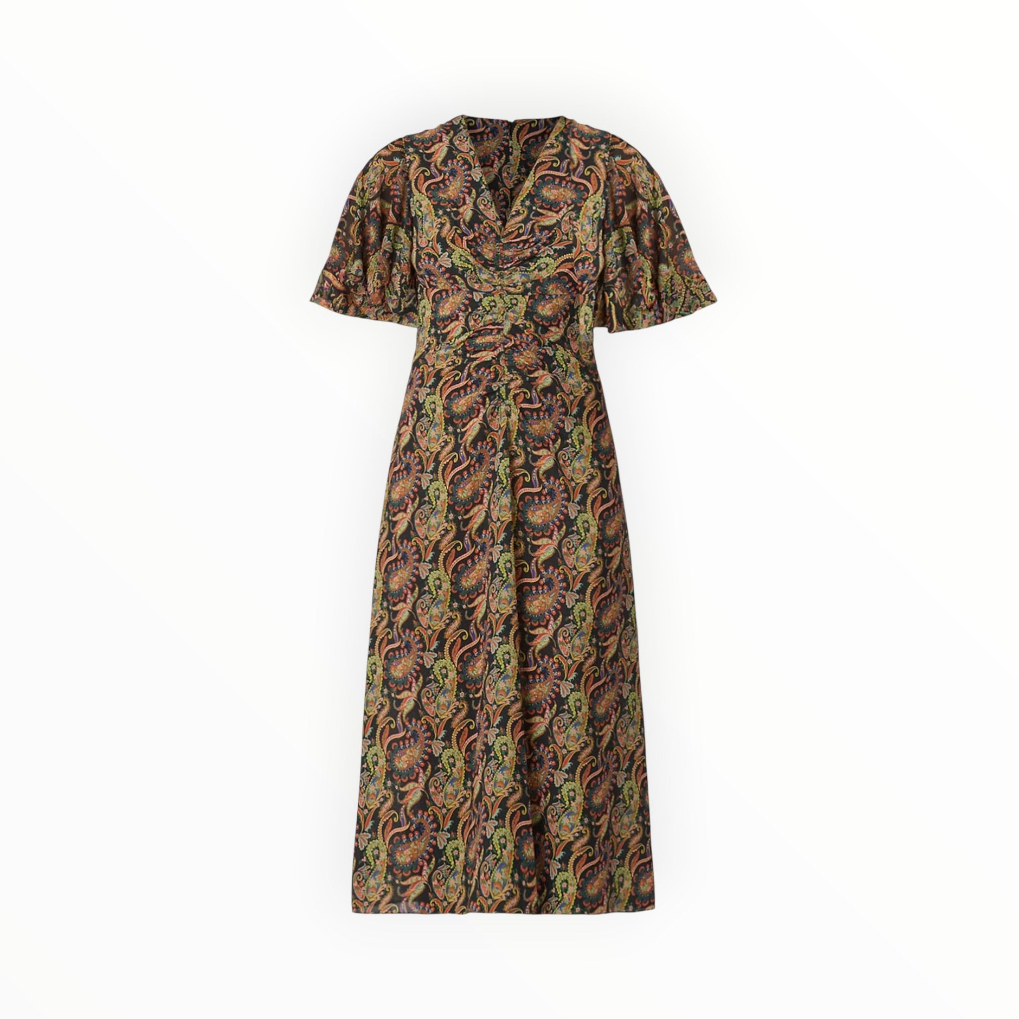 Shoshanna Drew Paisley Print Dress - Jet Teal Rust Multi