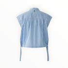 Oui Button Down Blouse - Light Blue/White Stripe