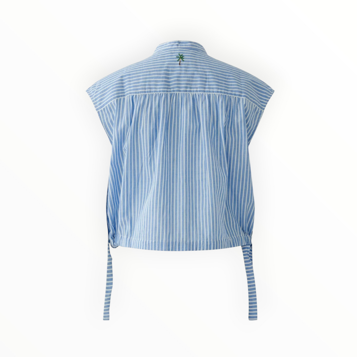 Oui Button Down Blouse - Light Blue/White Stripe