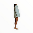 perfectwhitetee Avalon Poplin Button Down - Teal Blue/Sugar Stripe