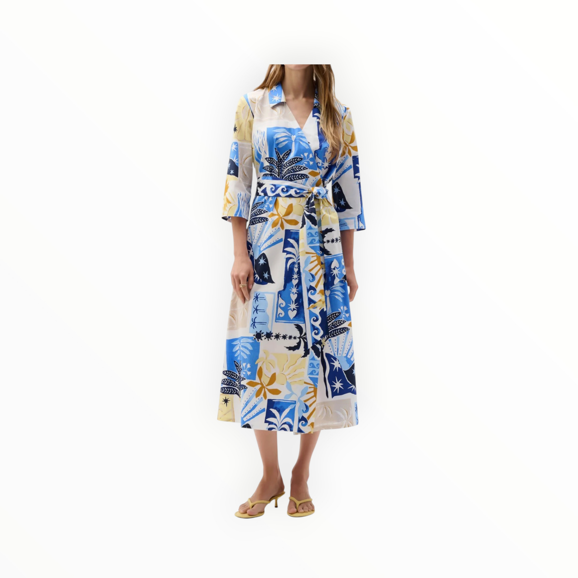 Joseph Ribkoff Palm Wrap Dress - Vanilla Multi