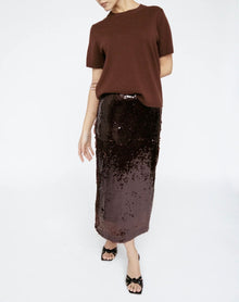 Amanda Marie Sequin Midi Skirt - Mahogany