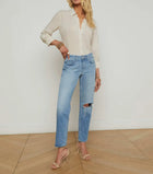 L’Agence Nevia Slouchy Straight-Leg Jean - Zion Destruct