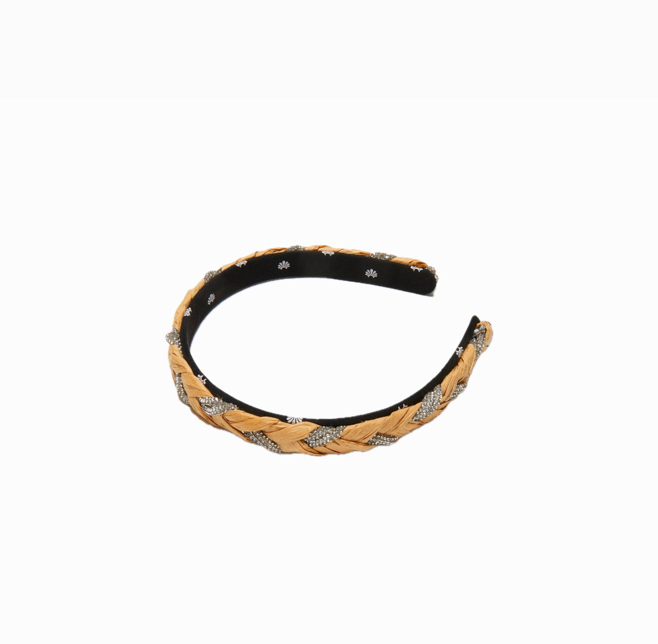 Lele Sadoughi Natural Crystal Raffia Braid Gigi Headband