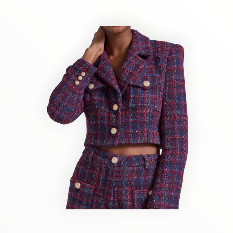 Generation Love Norah Tweed Blazer - Navy/Merlot