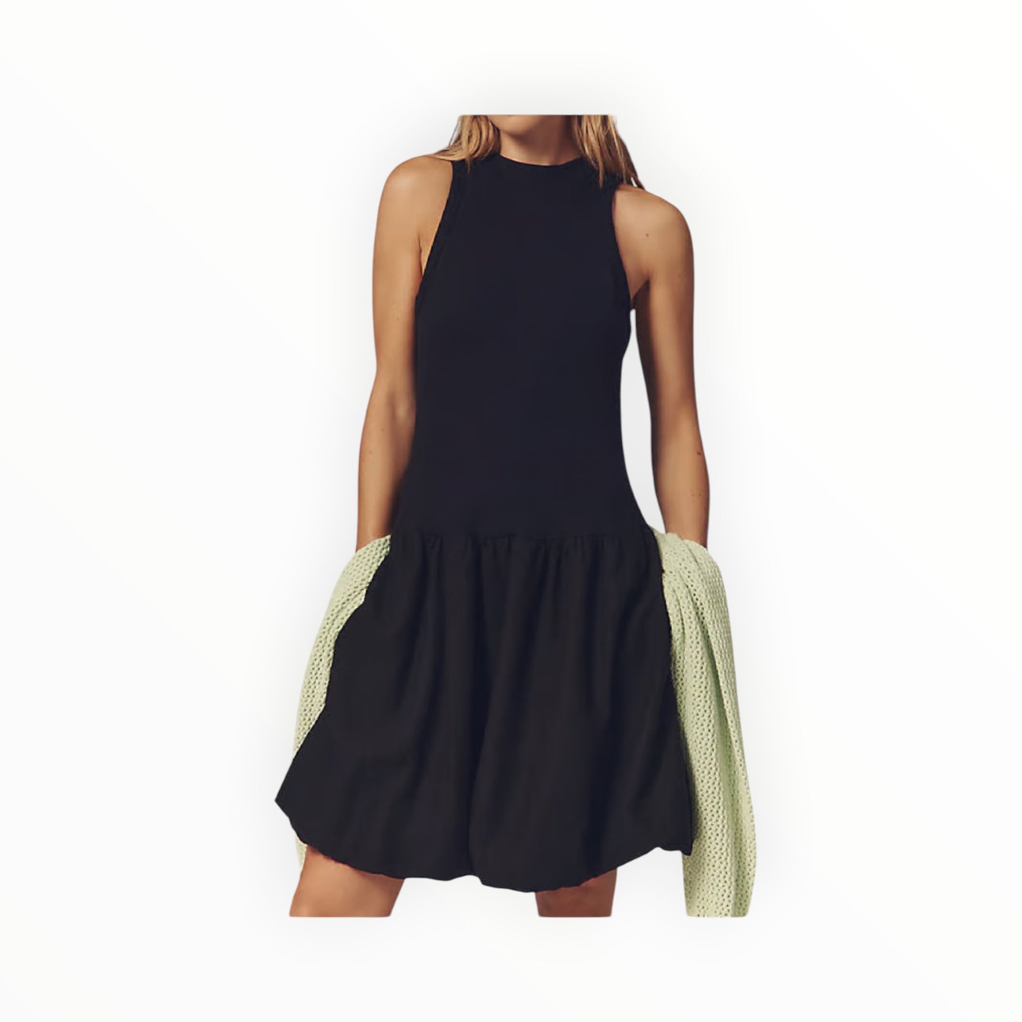 Stateside Linen Bubble Hem Dress - New Navy