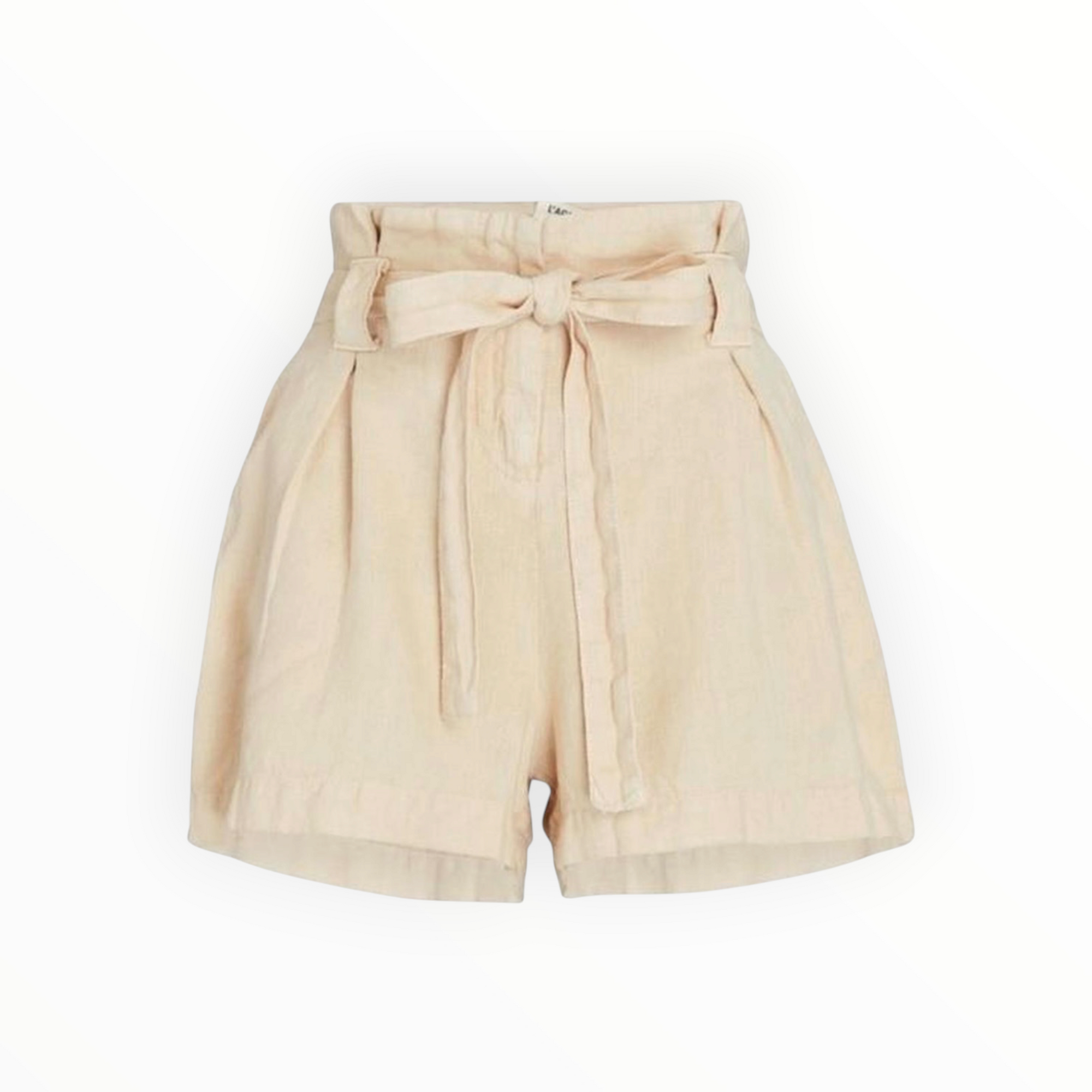 L'Agence Hillary Paperbag Linen Shorts - Sable