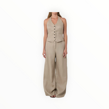Phoebe Jon Sabrina Halter Vest in Linen - Taupe