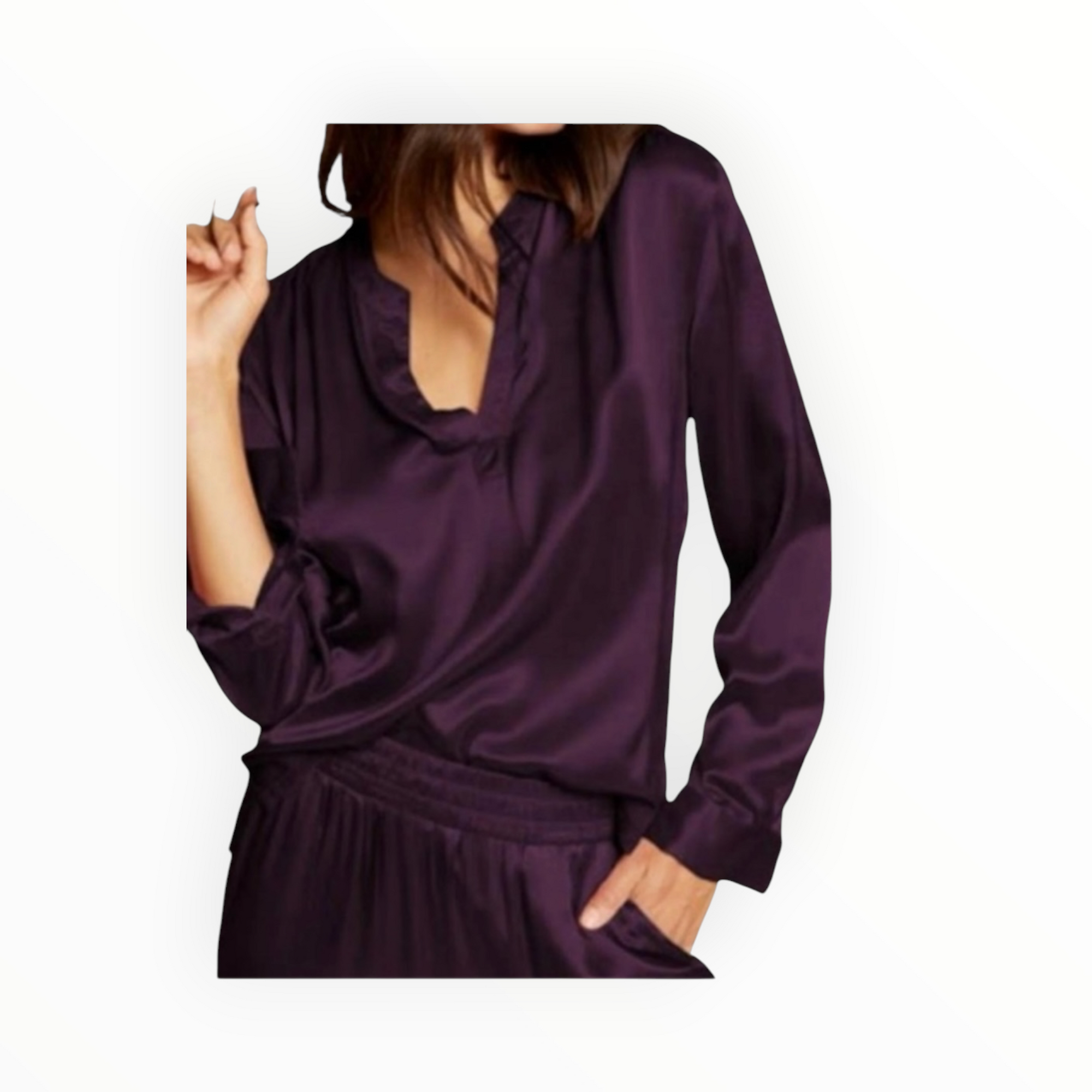 Nation Ltd Ella Cutaway Henley - Fig Jam