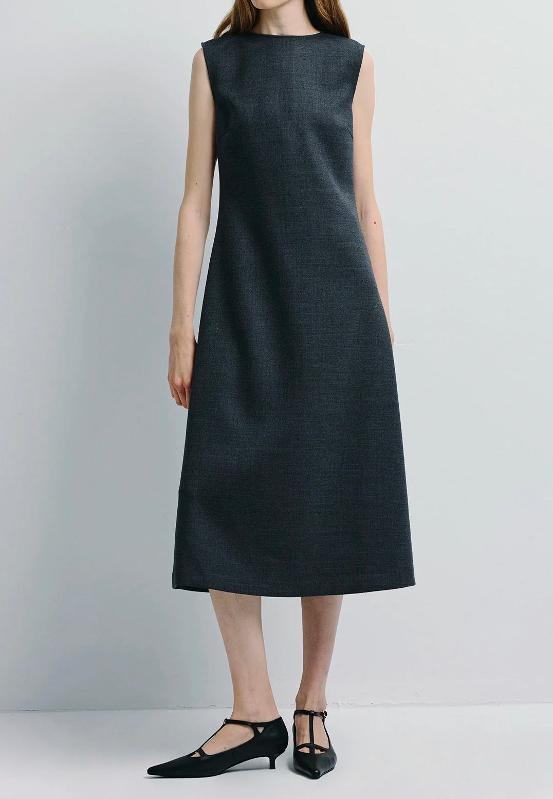 Rue Sophie Roze A-line Midi Dress - Charcoal Grey