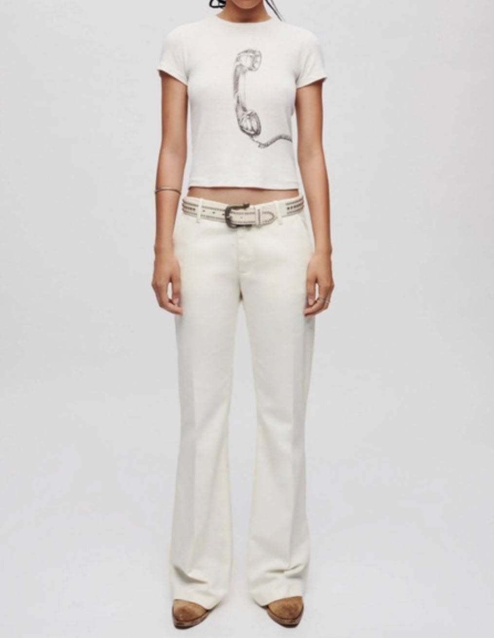 Re/Done Mid Rise Flared Touser - Ivory