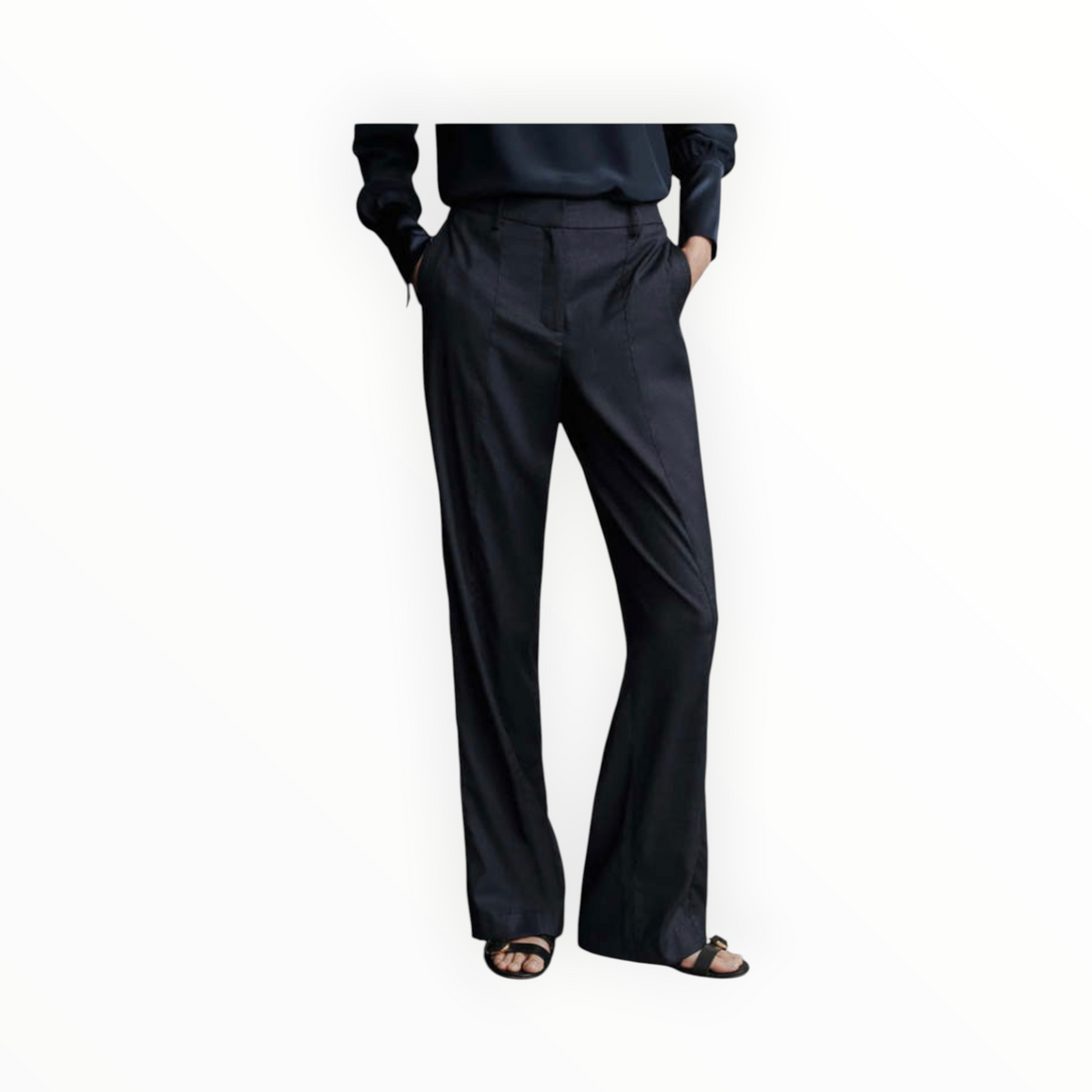 TWP Elizabeth St. Chintzed Pinstripe Suiting Pant - Indigo/Charcoal