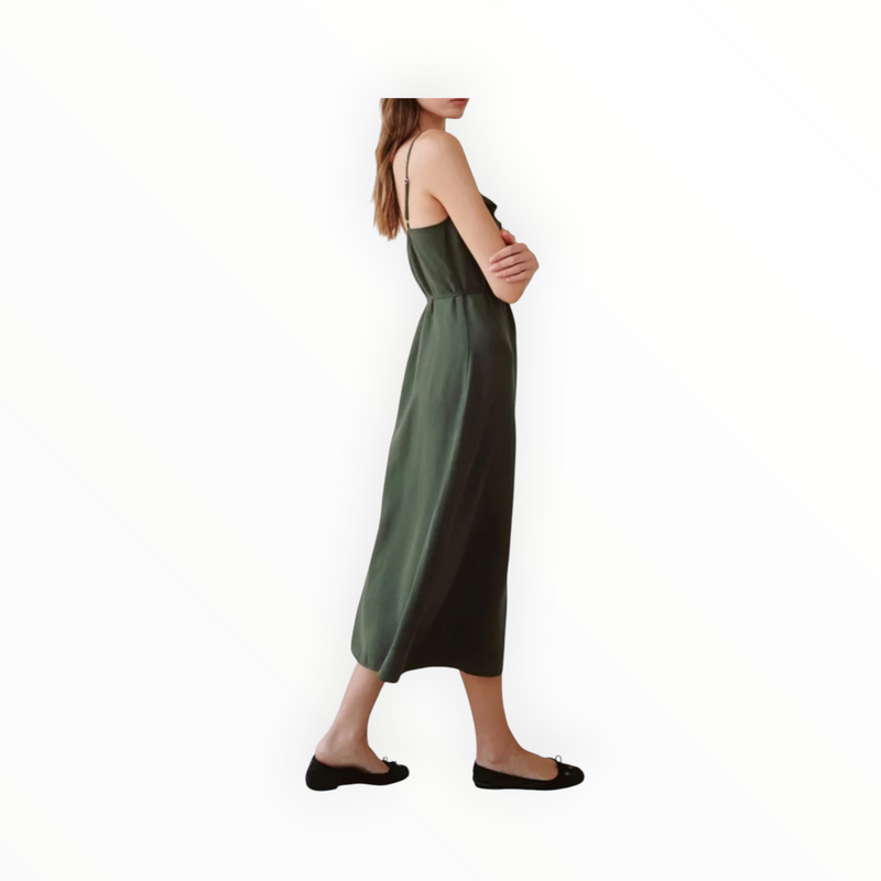 Bella Dahl Ruffle Cami Midi Dress - Forest Army