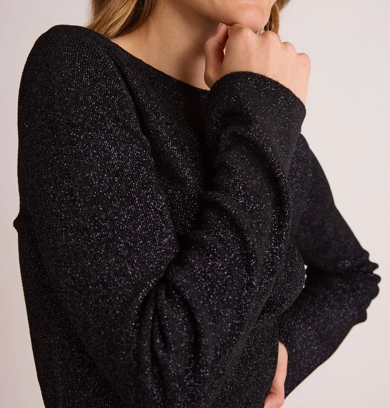 Bella Dahl Boatneck Long Sleeve Sweater - Black/Metallic