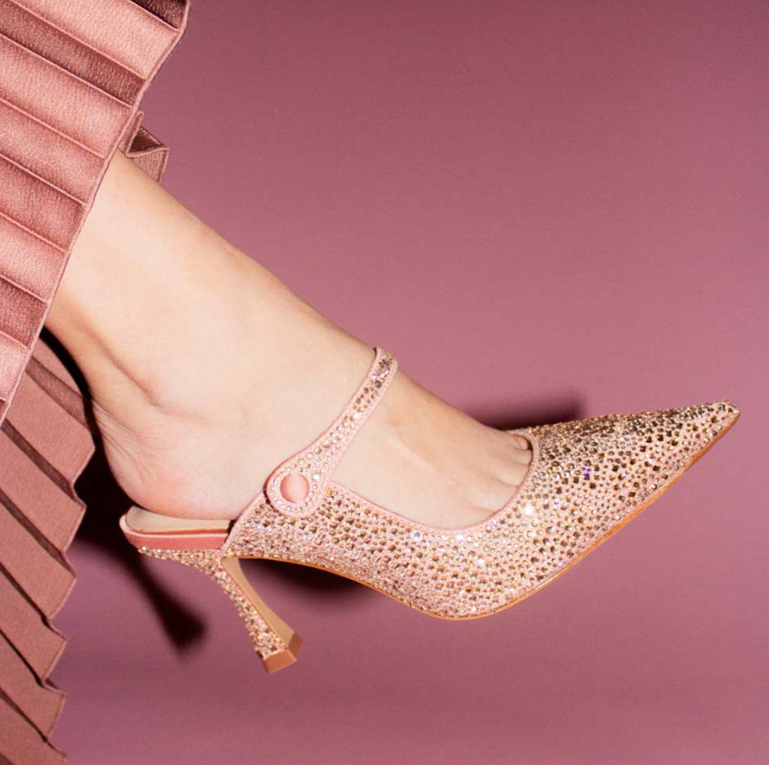 Lola Cruz Opera Blush Crystal Crystal Embellished Pump