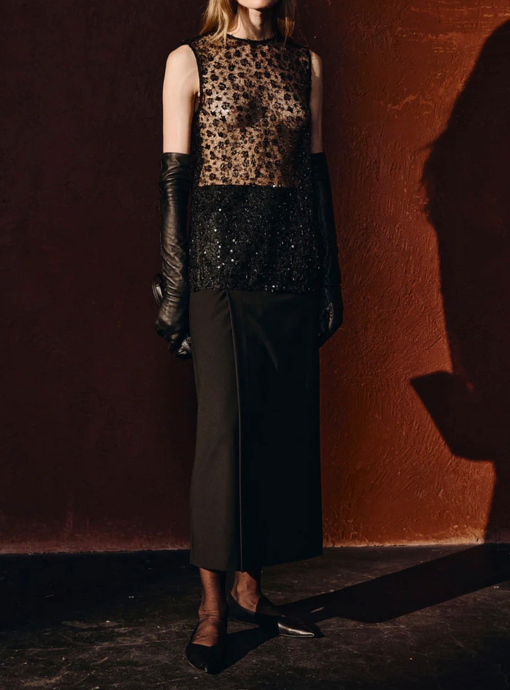 Rue Sophie Rue Sophie Ananya Sequinced Mesh Top - Black