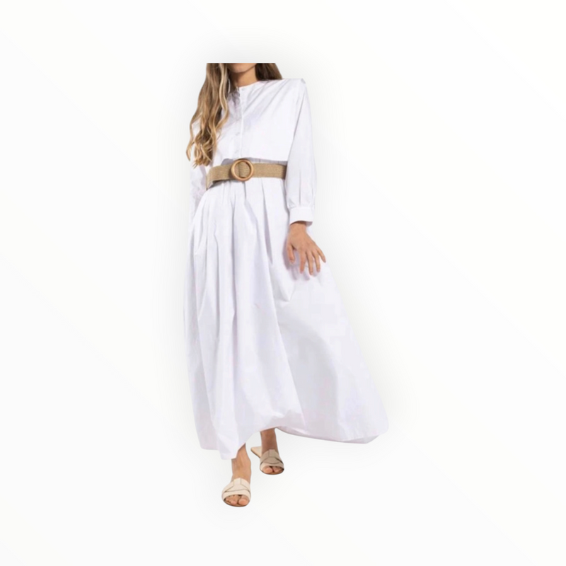 Monn Bib Shirt Dress - White