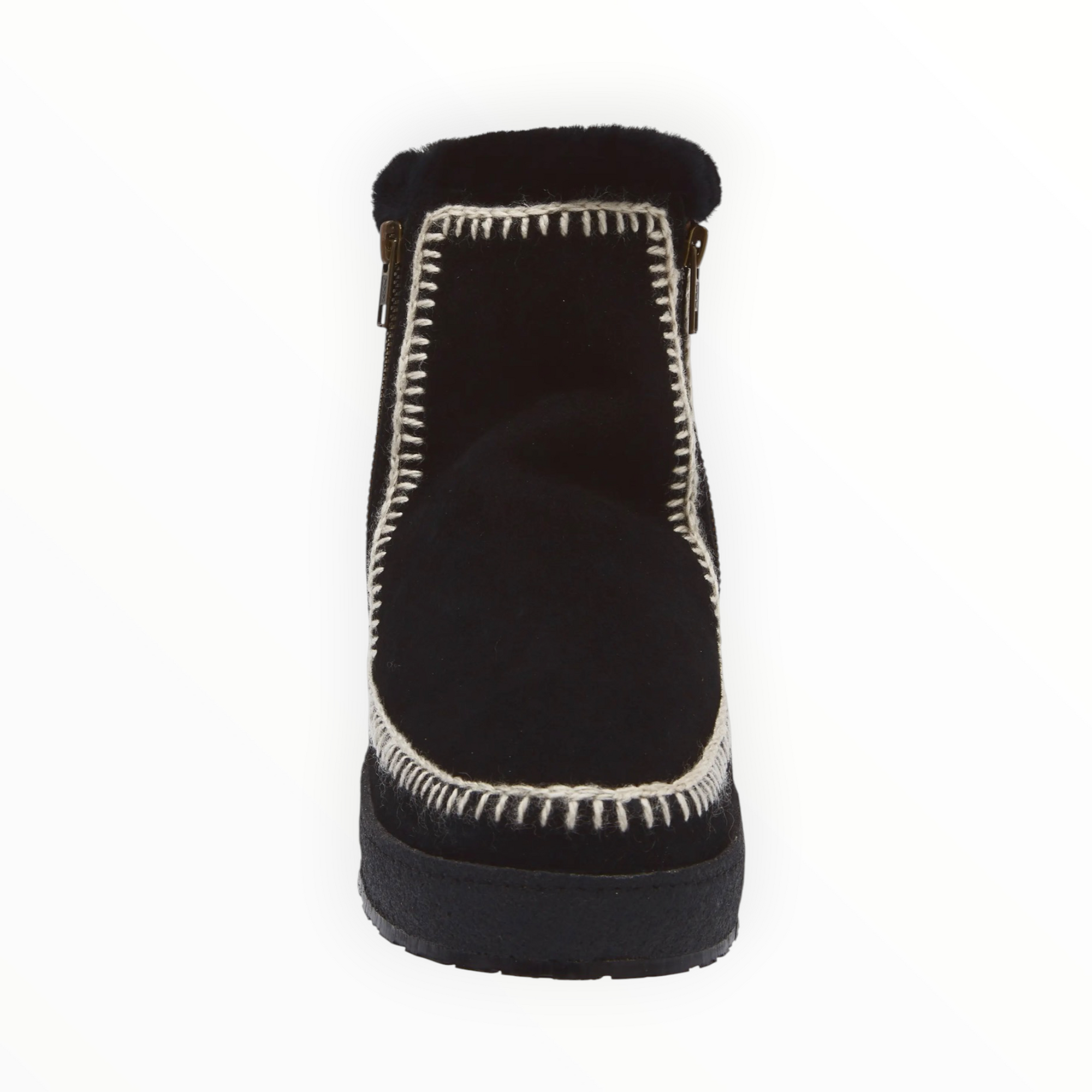 Laidback London Setsu Crochet Crepe Ankle Boot - Black Suede Natural