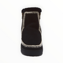 Laidback London Setsu Crochet Crepe Ankle Boot - Black Suede Natural