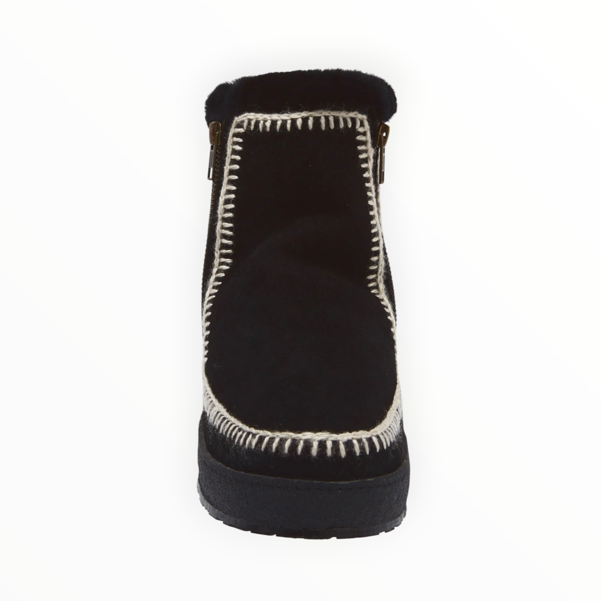 Laidback London Setsu Crochet Crepe Ankle Boot - Black Suede Natural