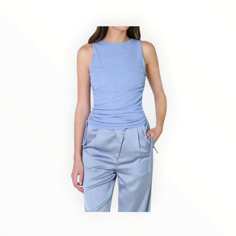 CRESCENT Valentina Ruched Top - Light Blue
