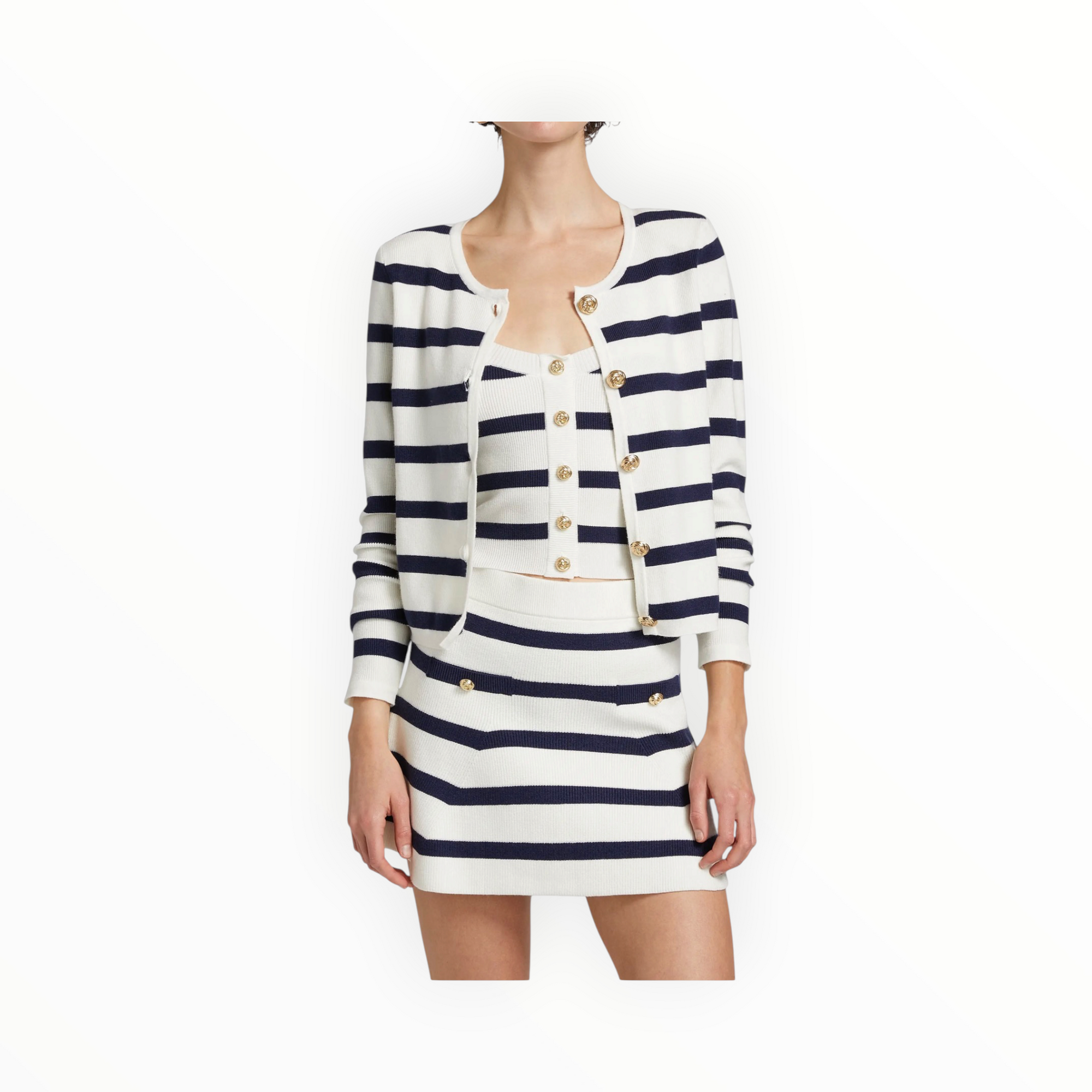 Generation Love Logan Cardigan - White/Navy