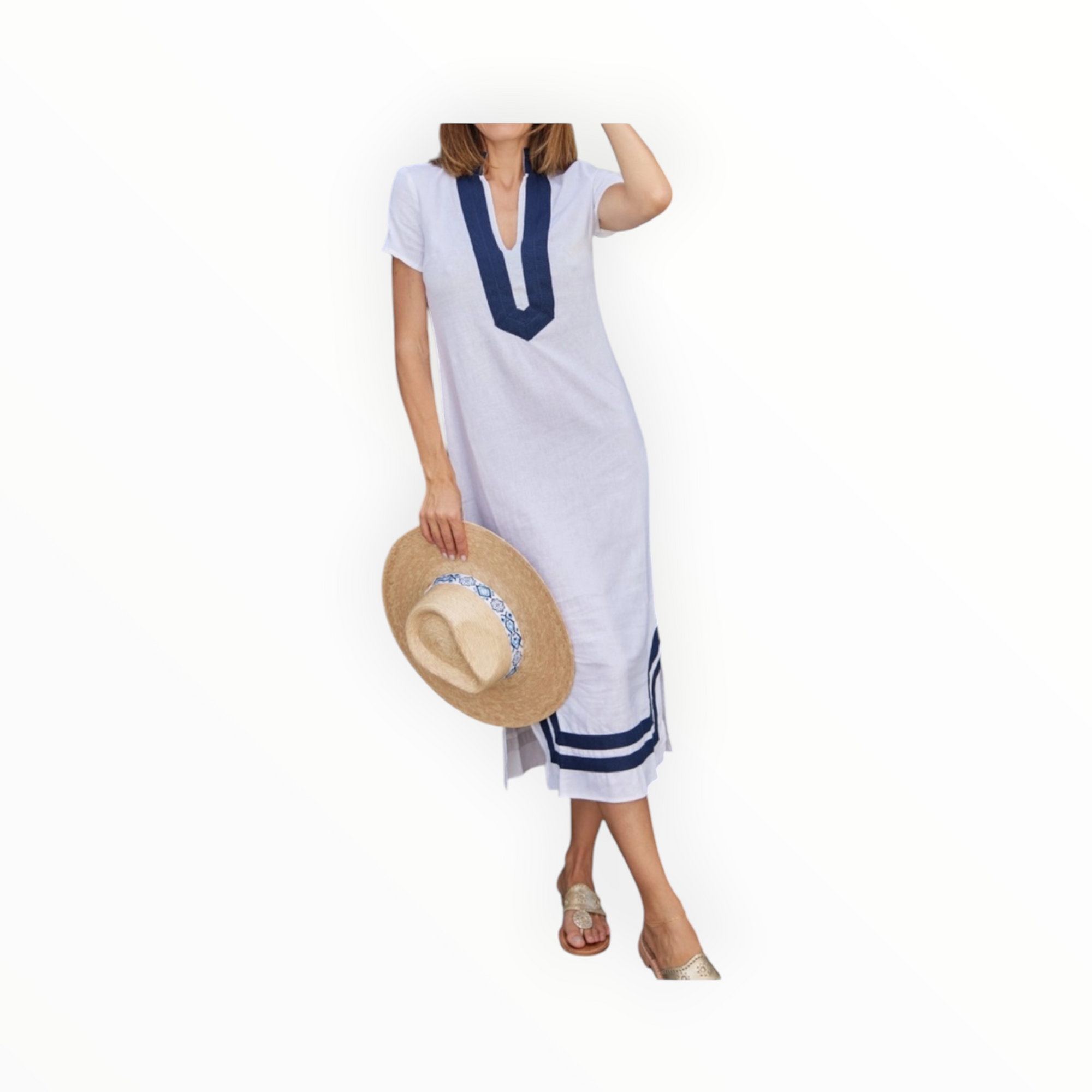 Sail To Sable Short Sleeve Classic Tunic - White/Navy