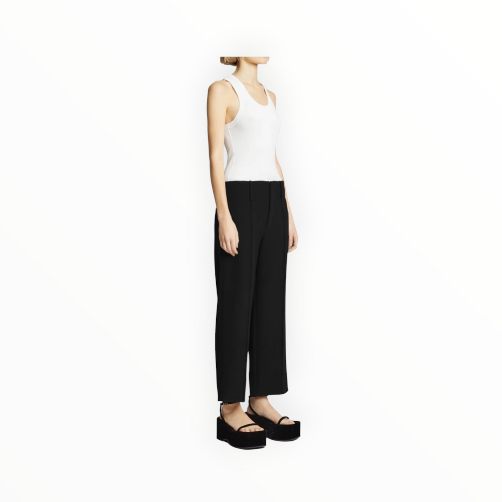 Proenza Schouler Bi-Stretch Crepe Cropped Pants - Black
