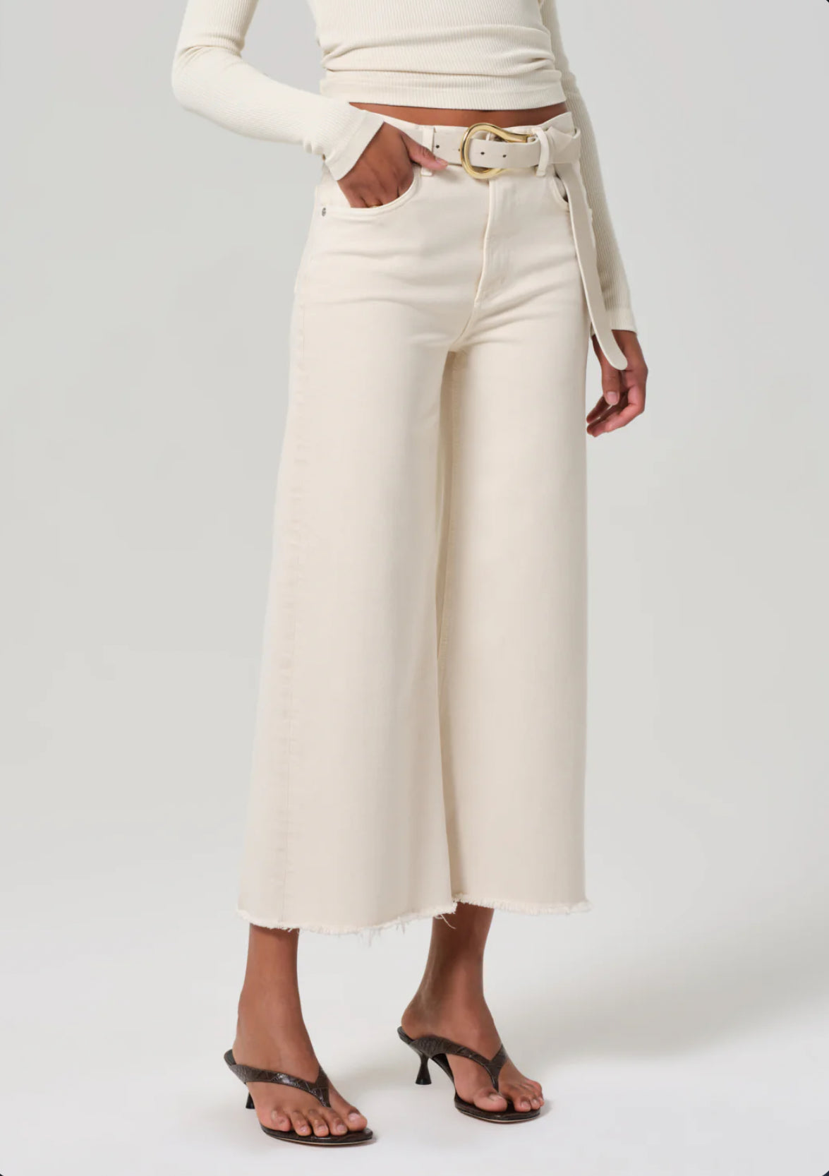 Citizens of Humanity Lyra Wide Leg Crop Raw Hem - Almondette