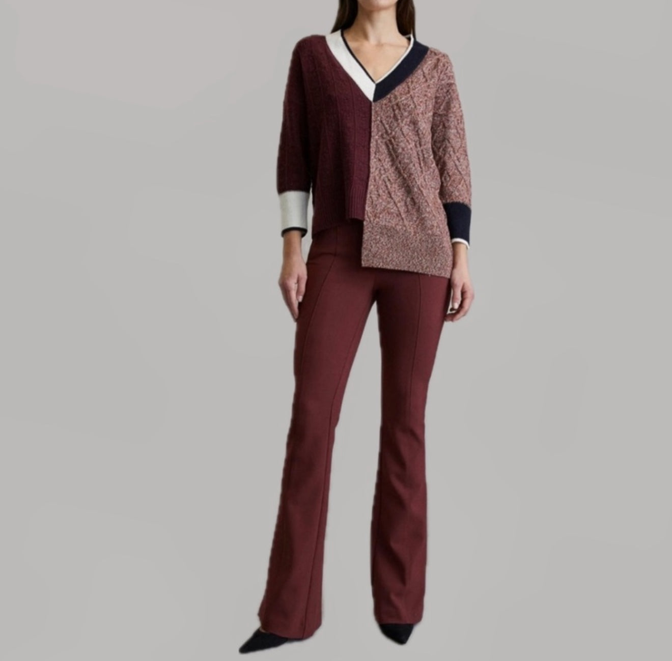 Veronica Beard Colorblock Gava Sweater - Burgundy
