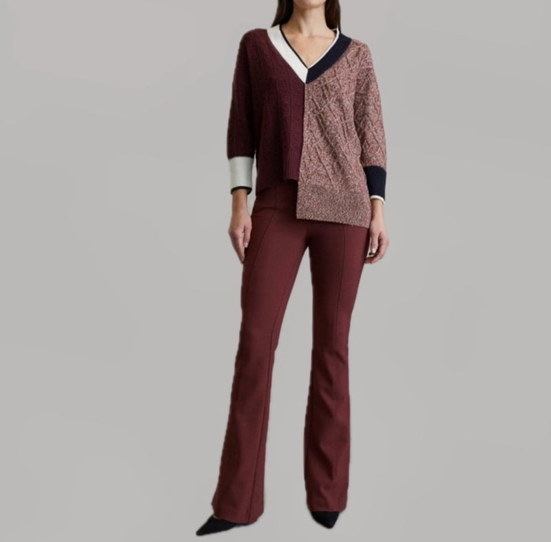 Veronica Beard Colorblock Gava Sweater - Burgundy